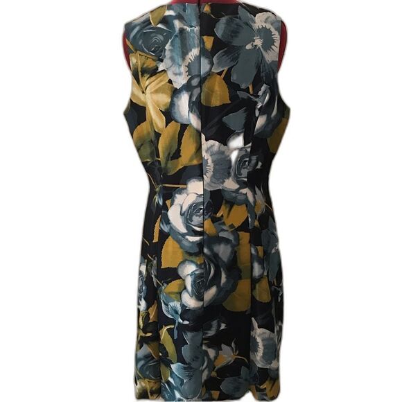 Preston & York Dress Women Size 12 Blue Gold Sleeveless Fit & Flare Pockets NWT - Picture 2 of 8